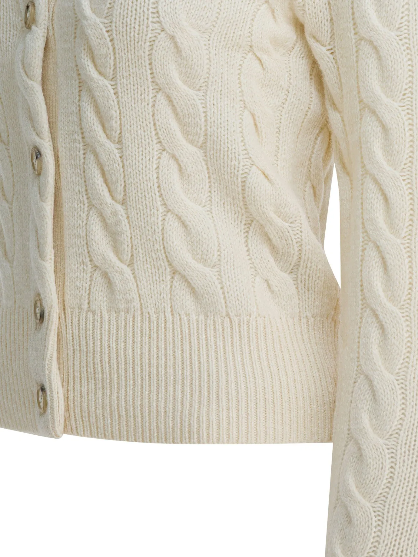 Wool And Cashmere Cardigan With Logo Knitwear White sold by Wanan Luxury product image thumbnail 4