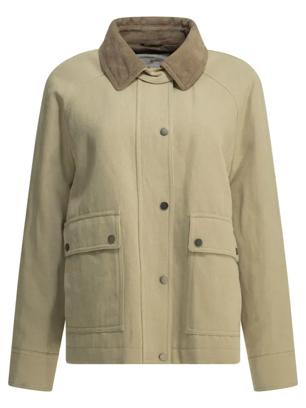 Lightweight Cotton And Linen Jacket Jackets And Coats Beige made by Brunello Cucinelli