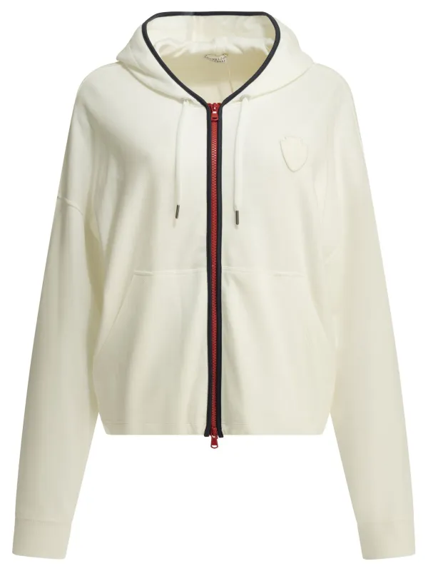 Zip-Up Sweatshirt With Logo Sweatshirts White made by Brunello Cucinelli