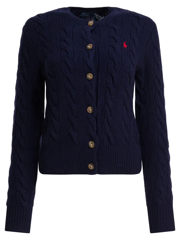 Wool And Cashmere Cardigan With Logo Knitwear Blue made by Polo by Ralph Lauren