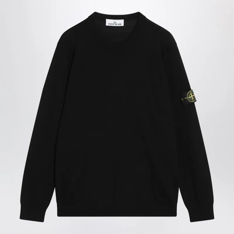 Black Wool Crew-Neck Sweater made by Stone Island