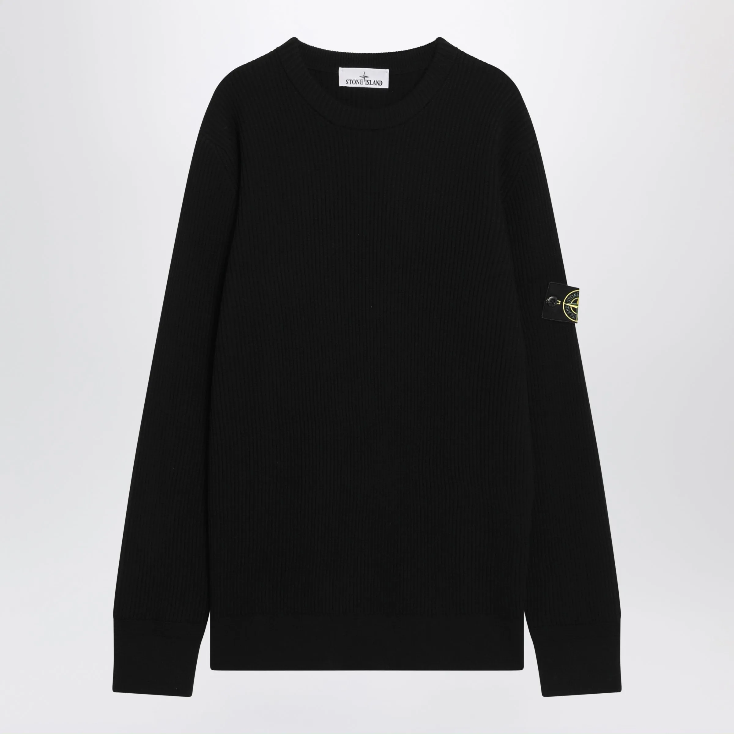 Black Ribbed Crew-Neck Sweater sold by Wanan Luxury