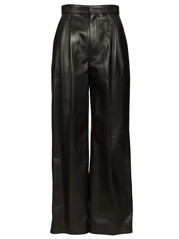 Shiny Leather Trousers Black made by Bottega Veneta