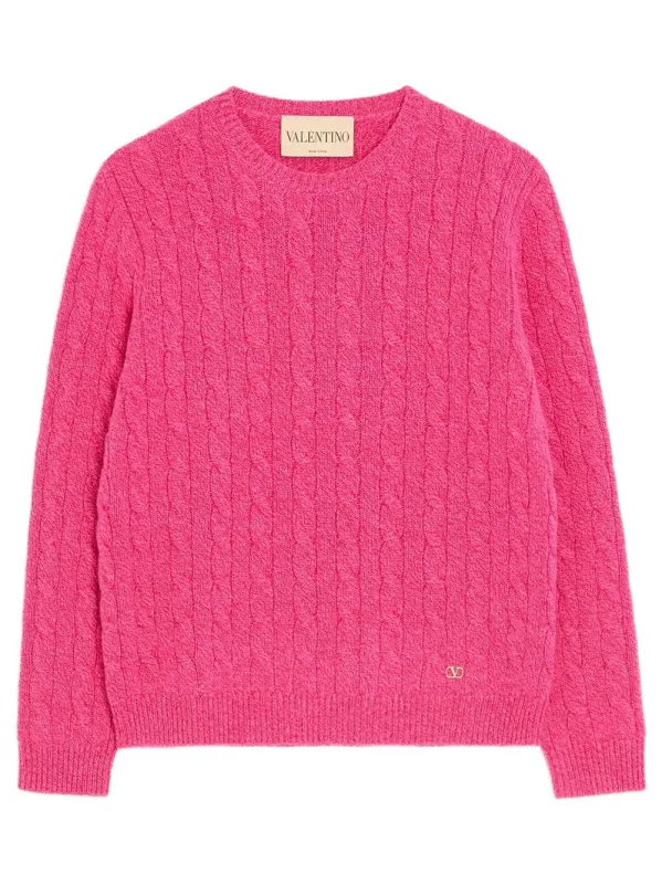 Wool MoulinÉ Cable-Knit Sweater made by Valentino Garavani