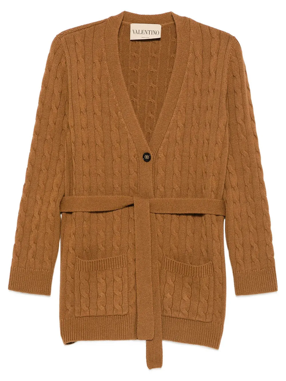 Cable-Knit Belted Cashmere Cardigan sold by Wanan Luxury
