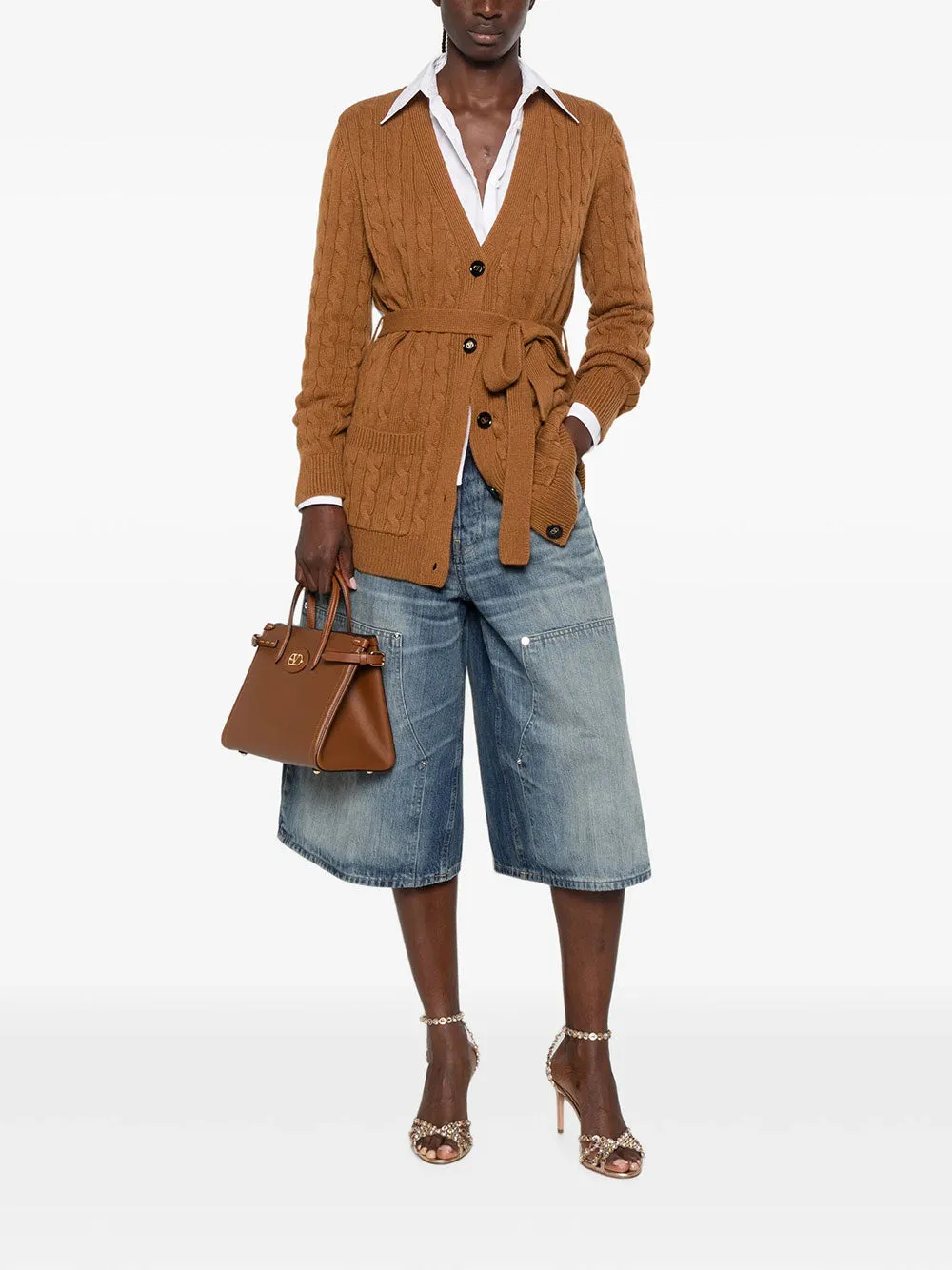 Cable-Knit Belted Cashmere Cardigan sold by Wanan Luxury product image thumbnail 2
