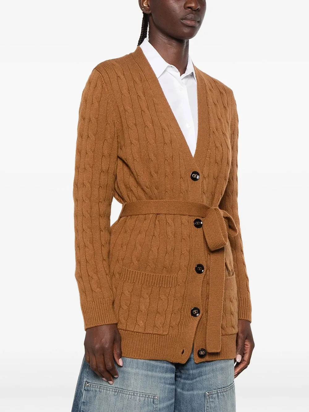 Cable-Knit Belted Cashmere Cardigan sold by Wanan Luxury product image thumbnail 3