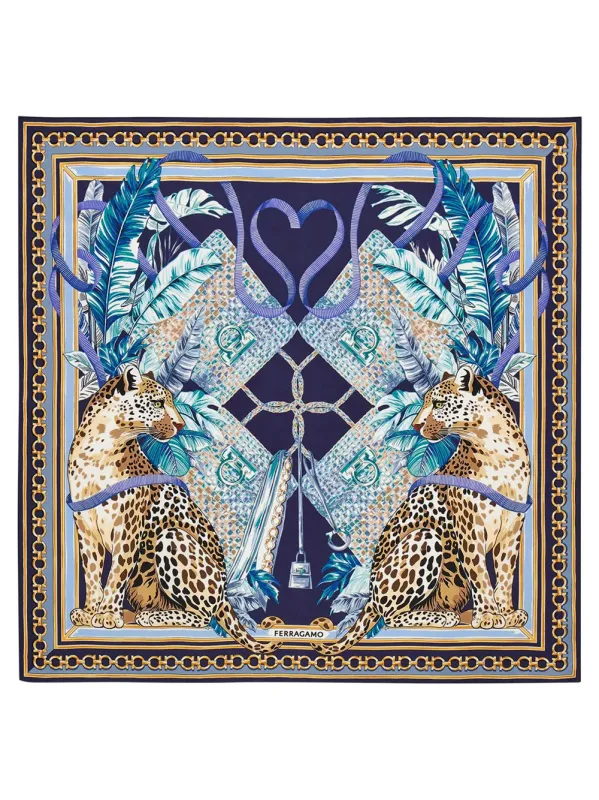 Felini Print Silk Scarf made by Salvatore Ferragamo