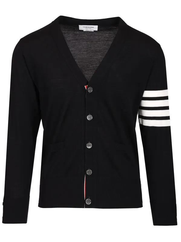 Classic 4-Barrelled Merino Wool Cardigan Knitwear Blue made by Thom Browne