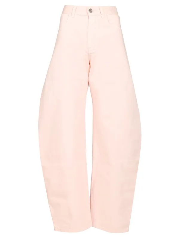 Curved Dyed Denim Jeans Rose made by Alaia