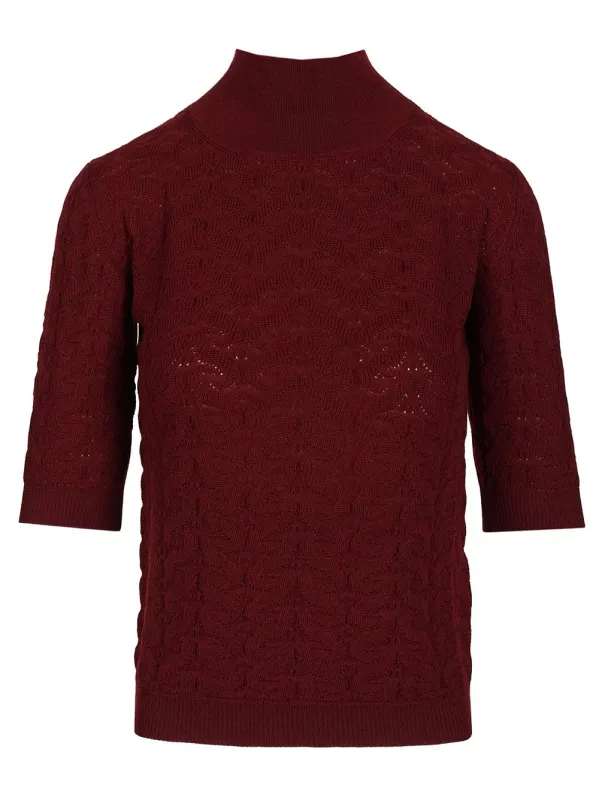 Mock Neck Sweater Knitwear Bordeaux made by Etro