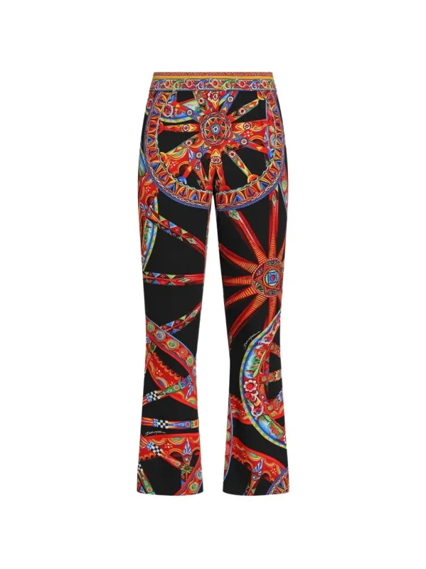 Carretti Print Silk Trousers made by Dolce & Gabanna