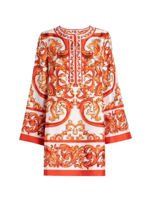 Maiolica Print Mini Dress made by Dolce & Gabanna