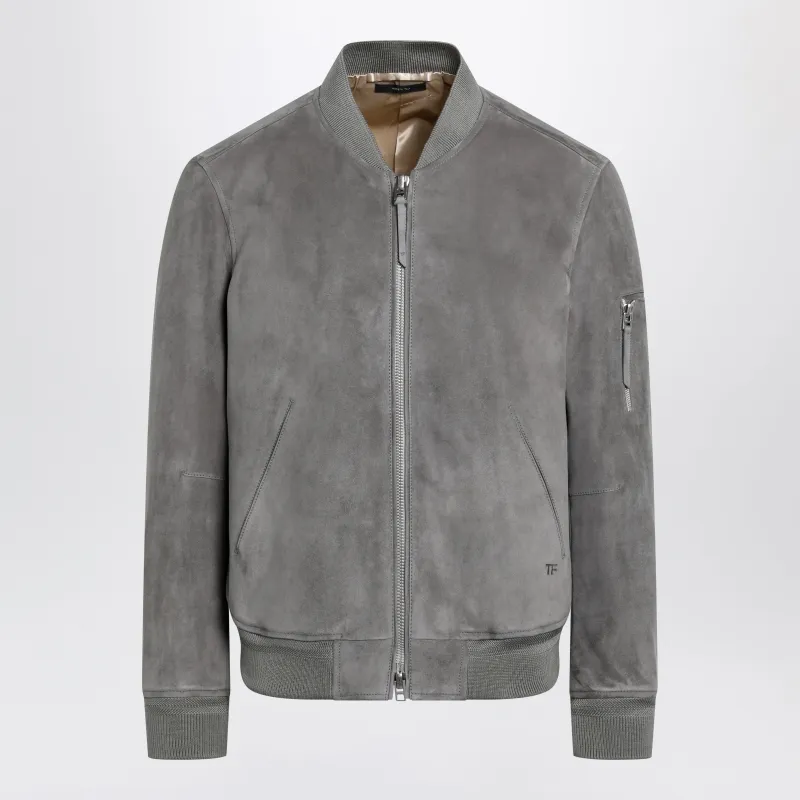 Titanium Suede Bomber Jacket In Lamb Leather made by Tom Ford