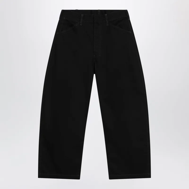Black Wide-Leg Cotton Trousers made by Lemaire