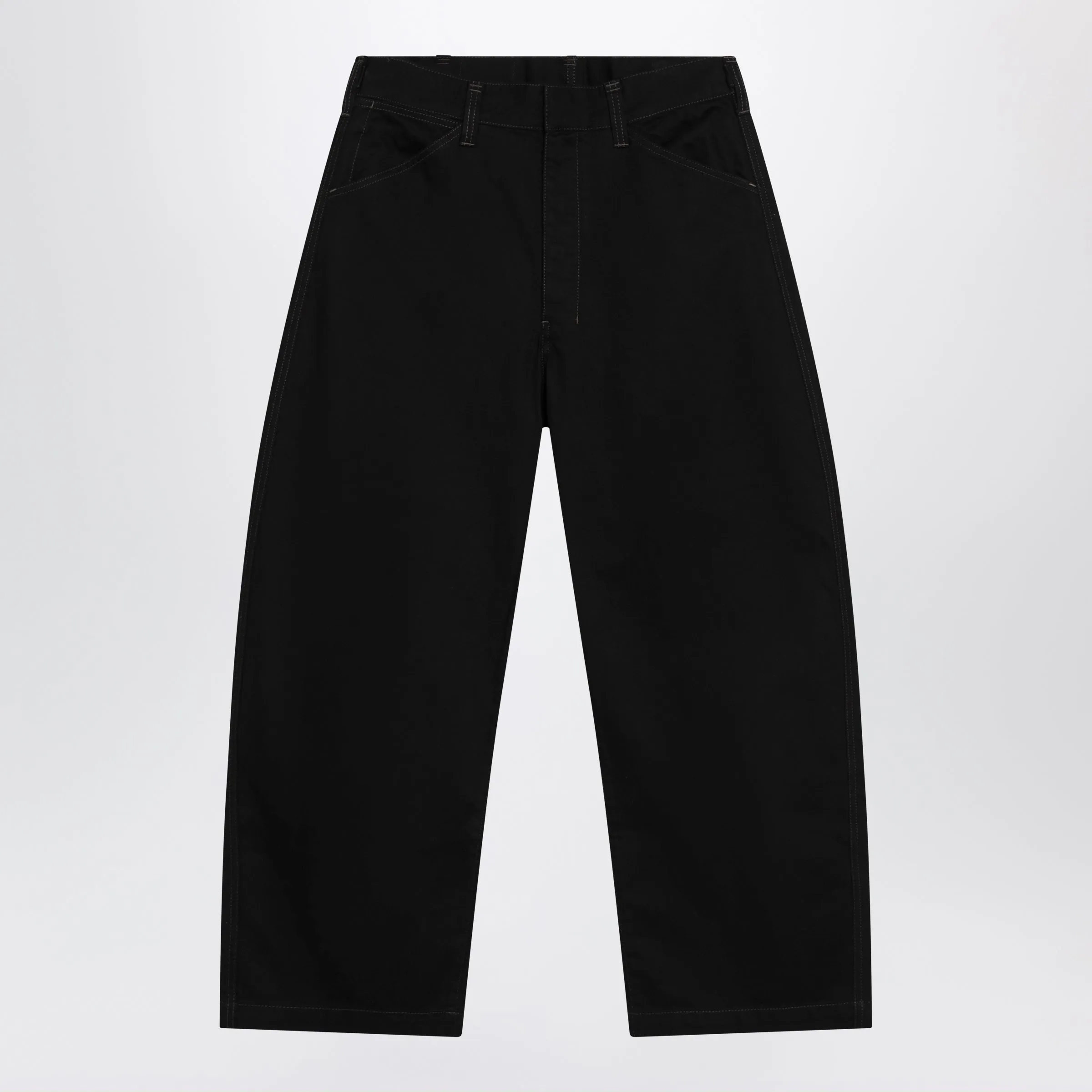 Black Wide-Leg Cotton Trousers sold by Wanan Luxury