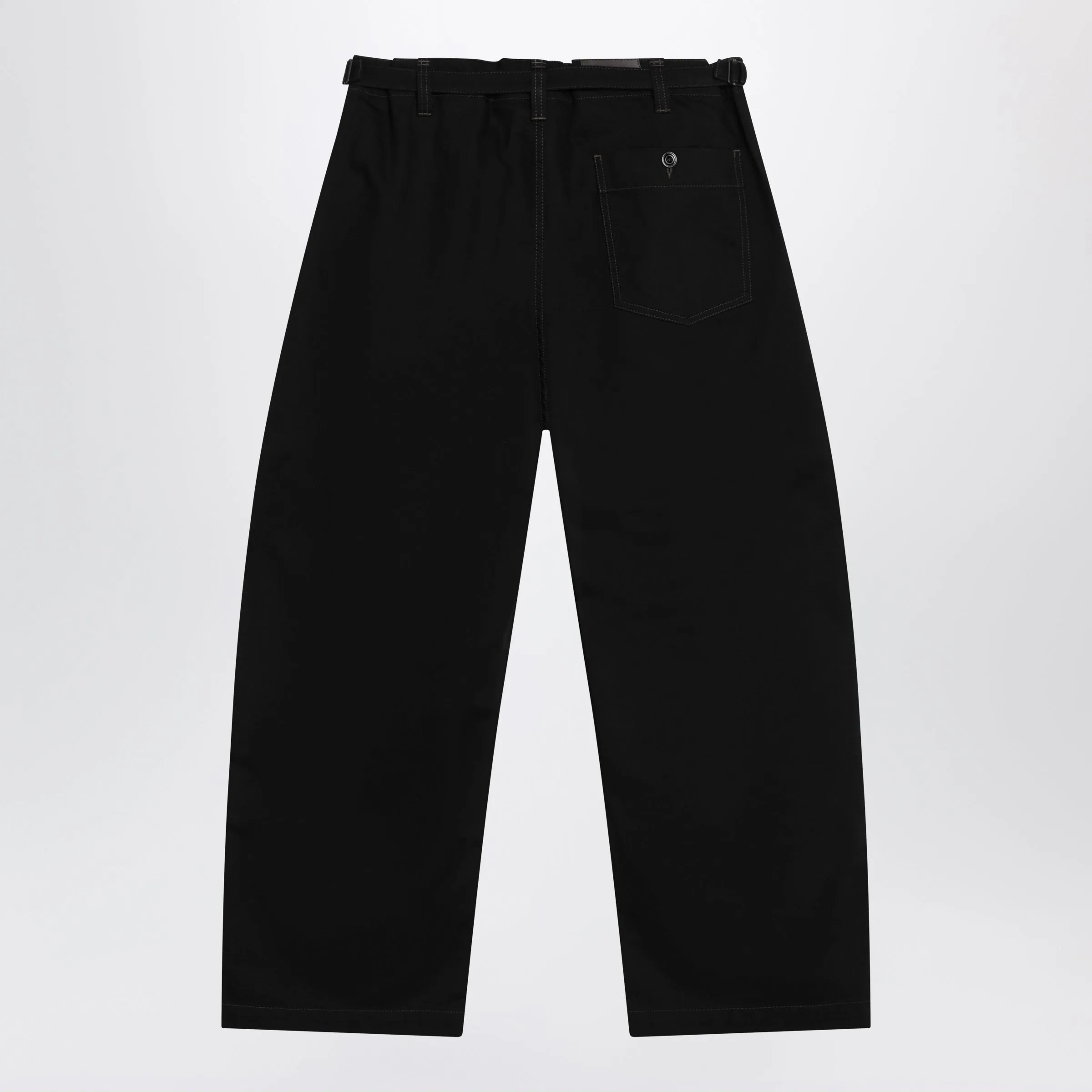 Black Wide-Leg Cotton Trousers sold by Wanan Luxury product image thumbnail 2