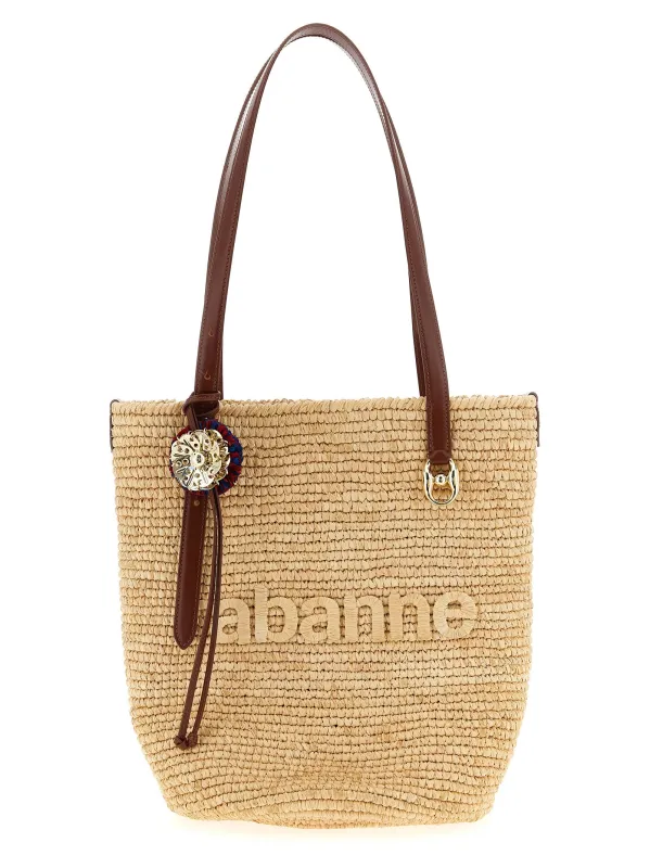 Natural Raffia Tote Bag Beige made by Rabanne