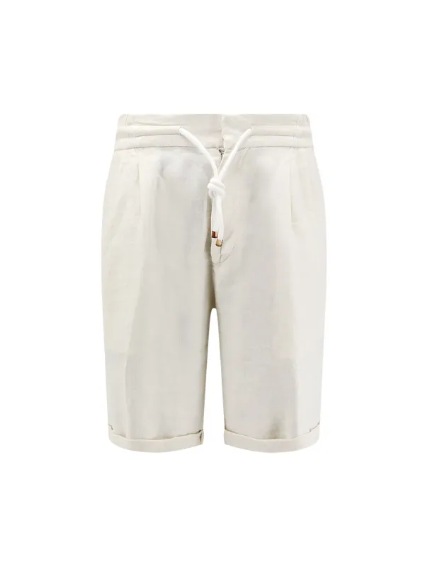 Linen Bermuda Shorts With Drawstring made by Brunello Cucinelli