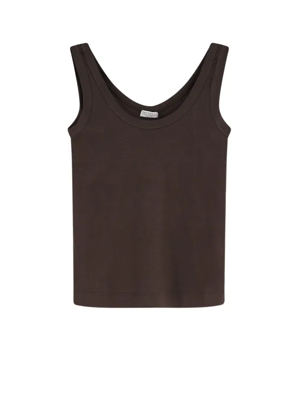Cotton Blend Tank Top With Back Monili Detail made by Brunello Cucinelli