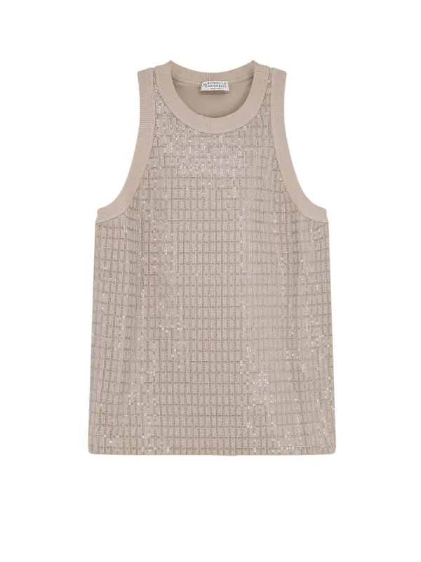 Dazzling Pattern Jersey Tank Top made by Brunello Cucinelli