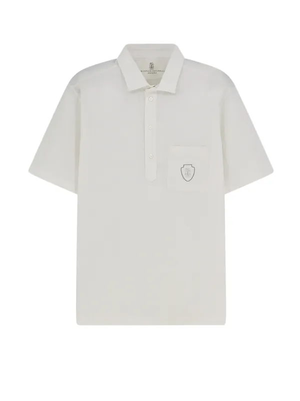 Virgin Wool Polo Shirt With Front Logo Patch made by Brunello Cucinelli