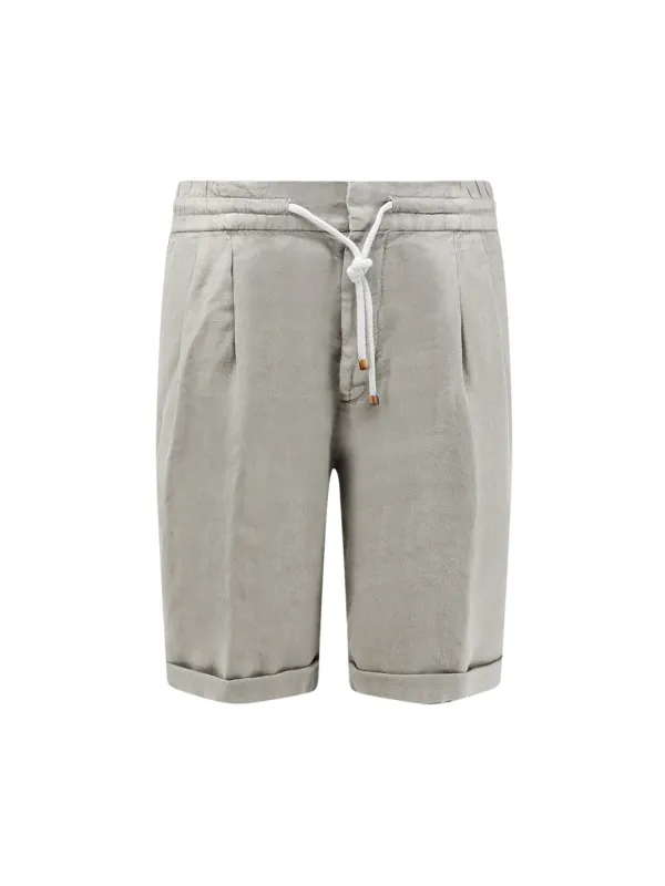 Linen Bermuda Shorts With Drawstring made by Brunello Cucinelli