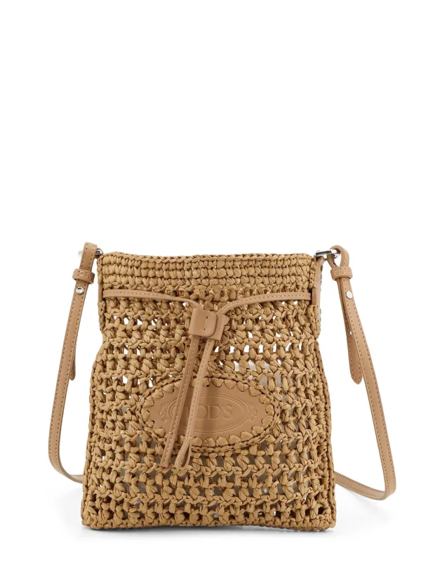 Raffia Bucket Bag With Crochet Motif made by Tod's