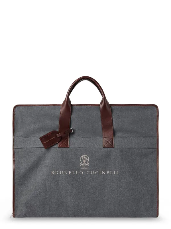 Technical Fabric And Leather Garment Bag made by Brunello Cucinelli