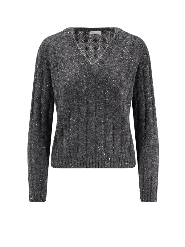 Wool Blend Sweater With All-Over Sequins made by Brunello Cucinelli