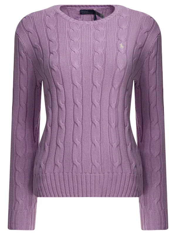 Crew-Neck Sweater With Logo Knitwear Purple made by Polo by Ralph Lauren