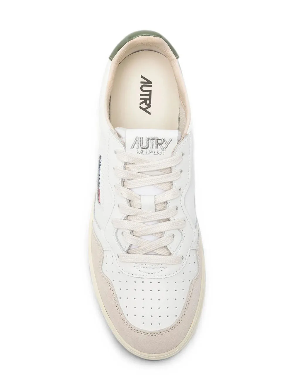 Medalist Low Sneakers In White Leather And Bronze Green Suede sold by Wanan Luxury product image thumbnail 4