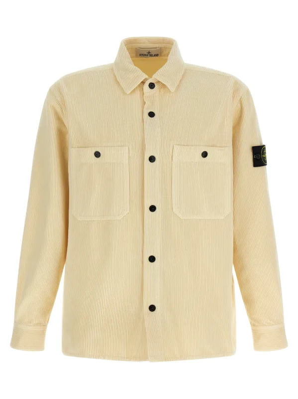 Ribbed Velvet Overshirt Shirt And Blouse Beige made by Stone Island