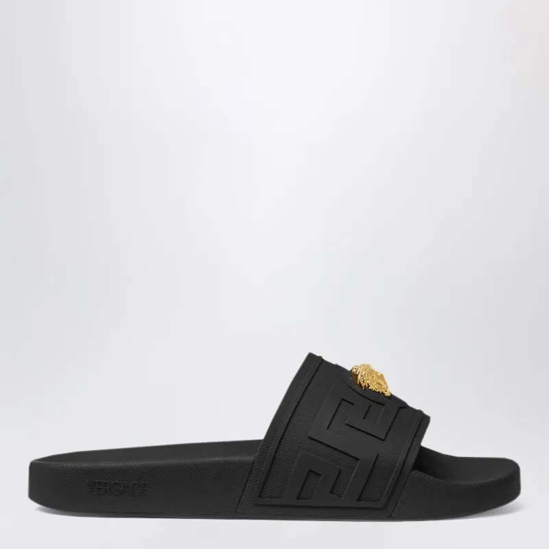 Black La Medusa Rubber Slides made by Versace