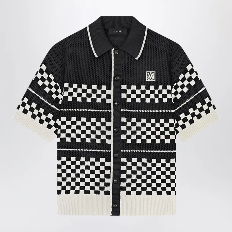 Checkered Mesh Sweater With Logo Embroidery made by AMIRI