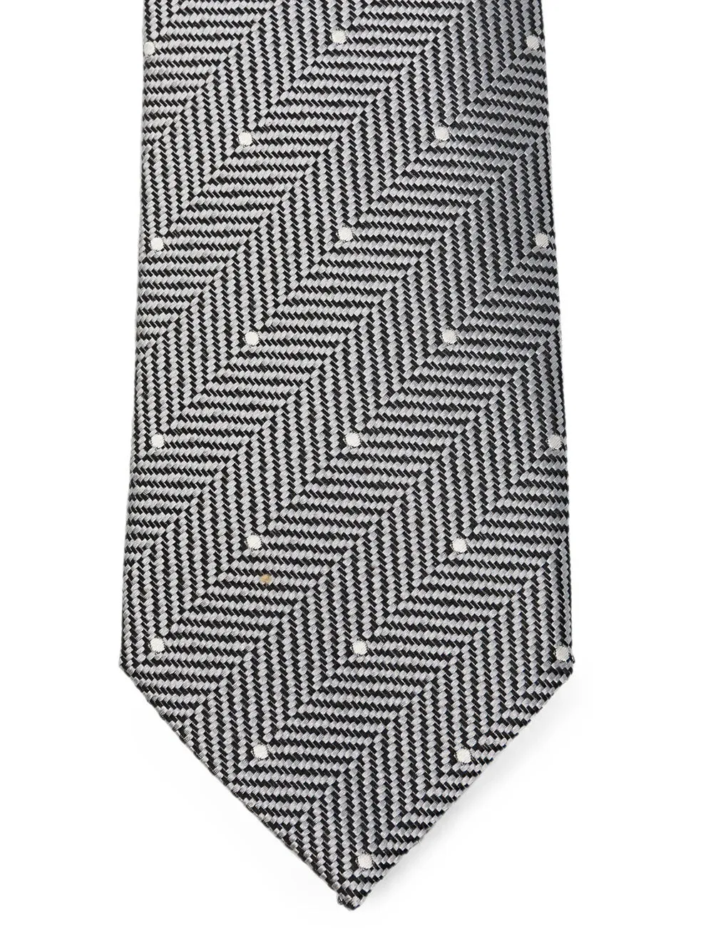 Polka-Dot And Herringbone Pattern Silk Tie sold by Wanan Luxury product image thumbnail 3