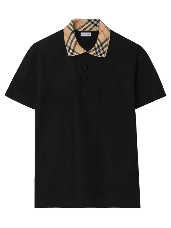 Check-Collar Cotton Polo Shirt made by Wanan Luxury