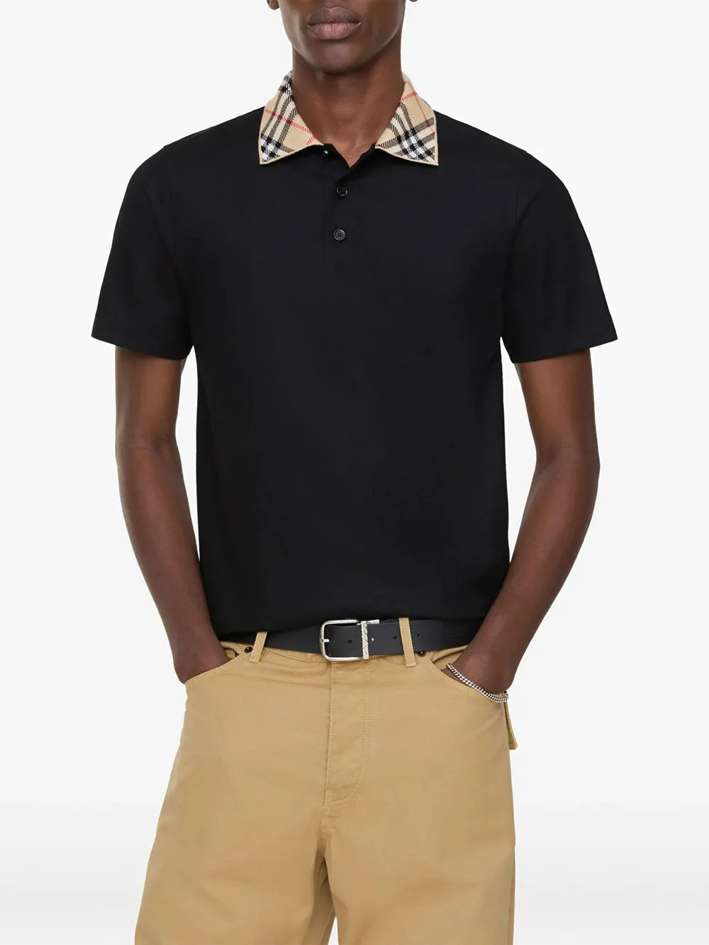 Check-Collar Cotton Polo Shirt sold by Wanan Luxury product image thumbnail 2