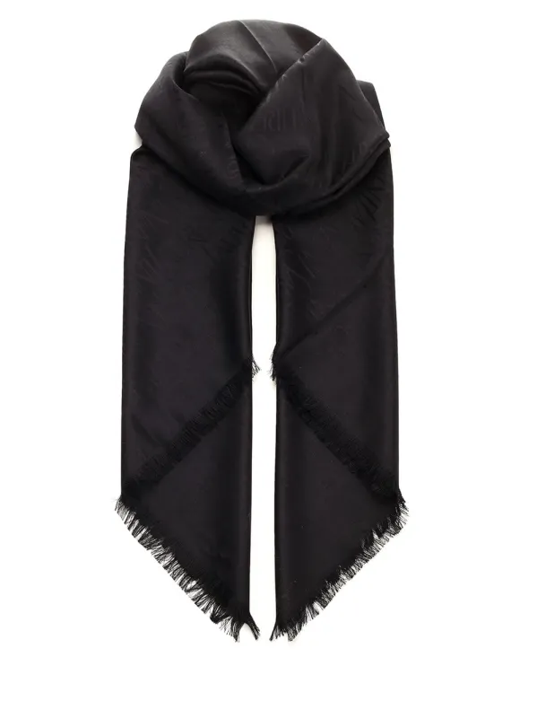 Monogram Ysl Jacquard Scarf Scarves And Foulards Black made by Yves Saint Laurent