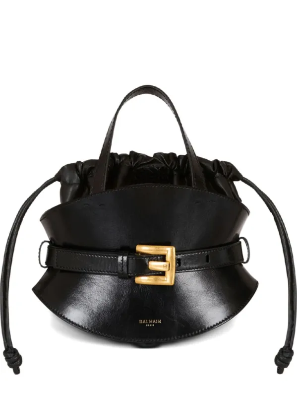 Shuffle Mini Leather Shoulder Bag made by Balmain