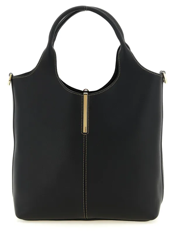 Small Metal Plate Shopping Bag Tote Bag Black made by Tod's