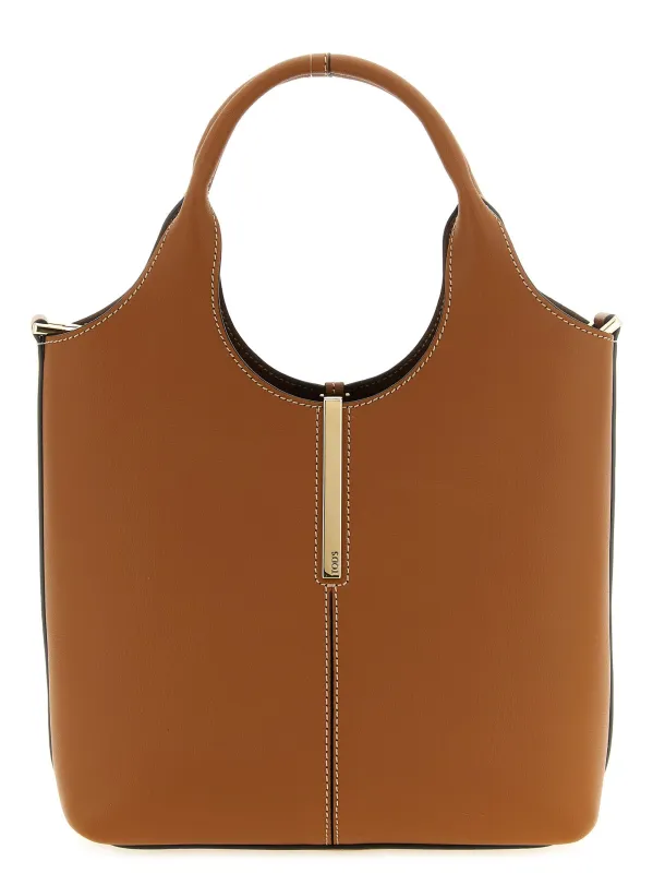 Mini Metal Plate Shopping Bag Tote Bag Brown made by Tod's