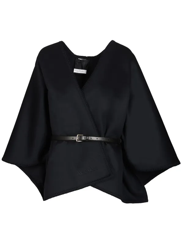 Double Wool Drap Cape Jackets Blue made by MaxMara