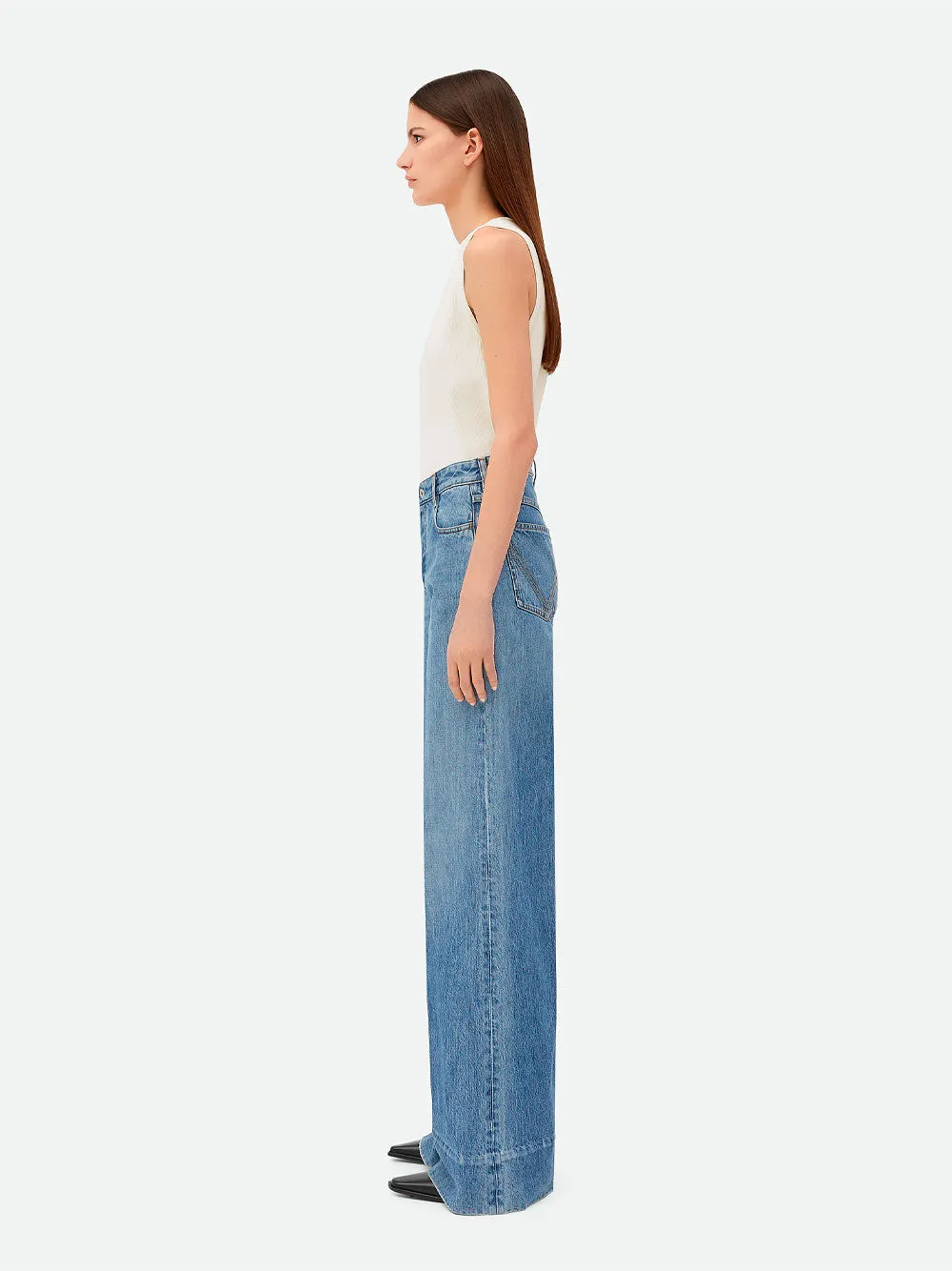 Vintage Indigo Wide Leg Jeans sold by Wanan Luxury product image thumbnail 4