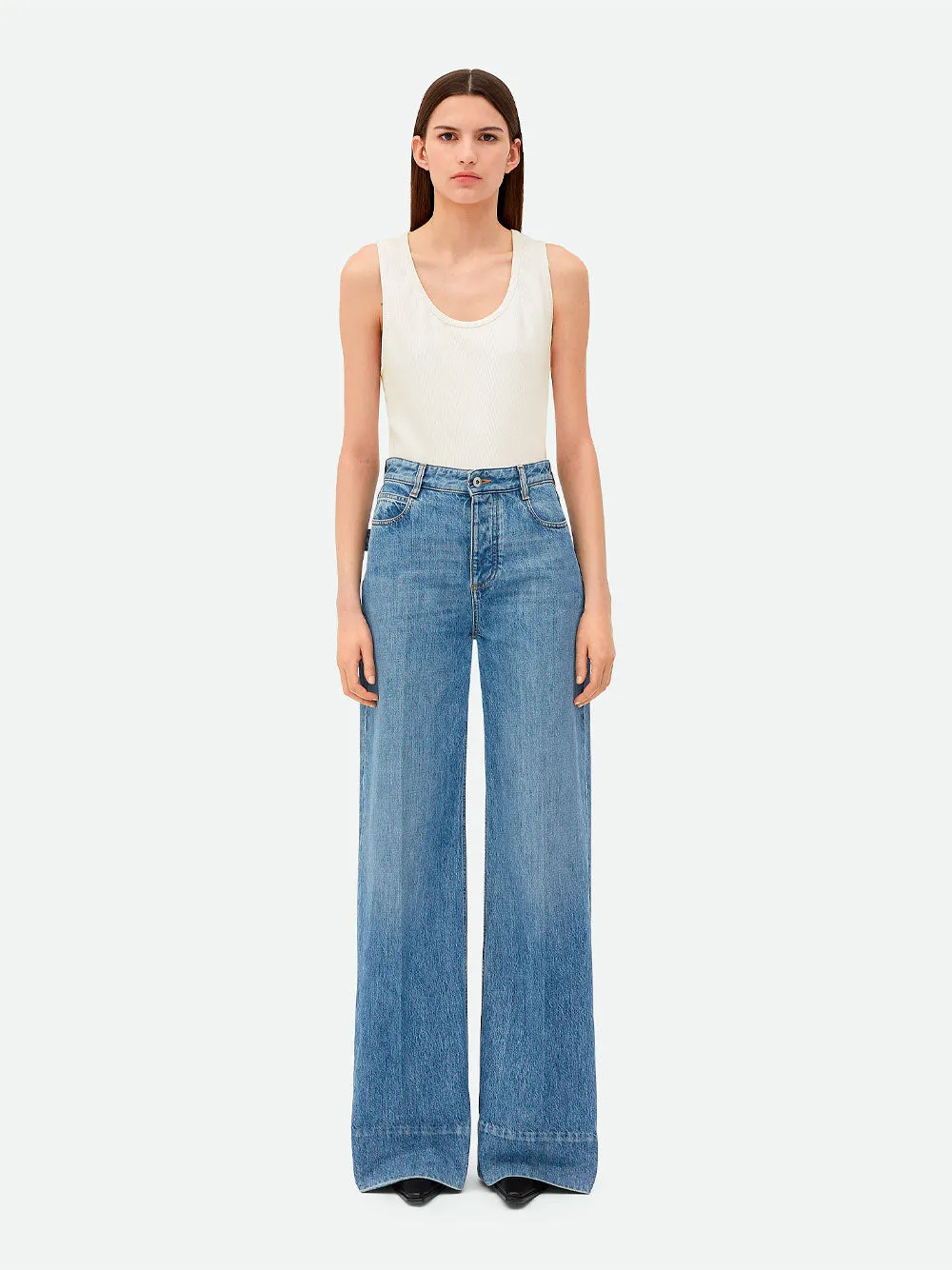 Vintage Indigo Wide Leg Jeans sold by Wanan Luxury product image thumbnail 3