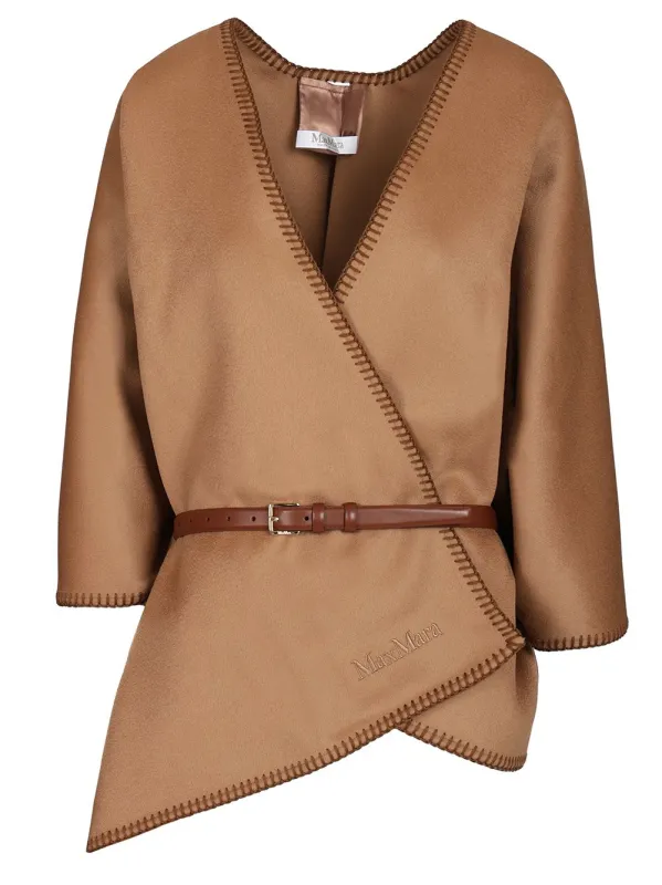 Double Wool Drap Cape Jackets Beige made by MaxMara