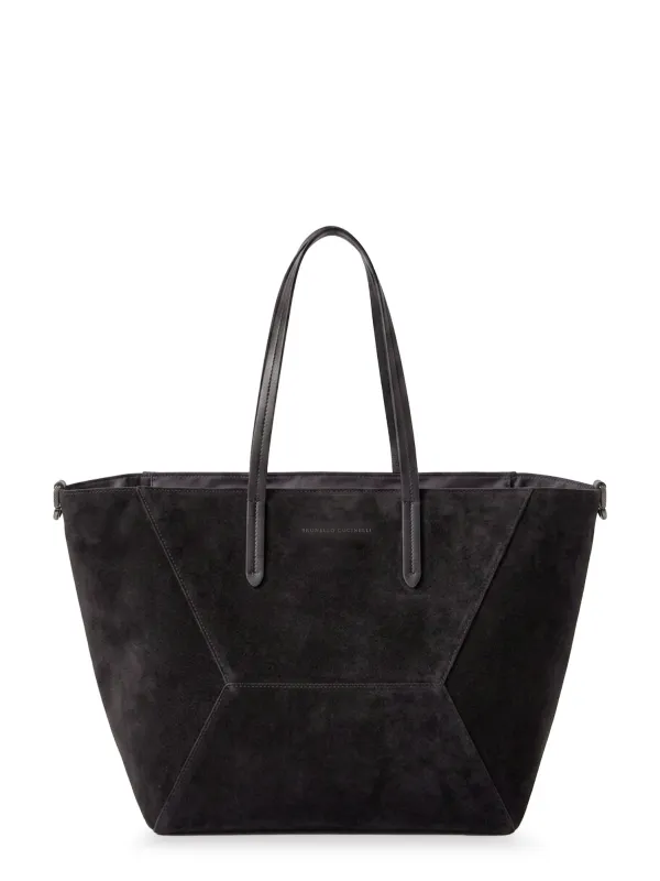 Bc Duo Suede Shoulder Bag With Engraved Logo made by Brunello Cucinelli