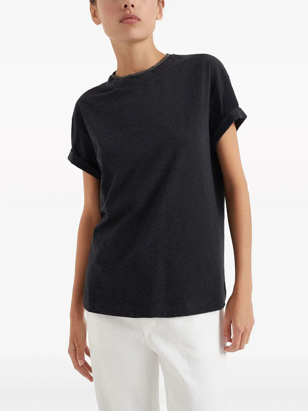 Stretch Cotton Jersey T-Shirt With Precious Faux Layering sold by Wanan Luxury product image thumbnail 2