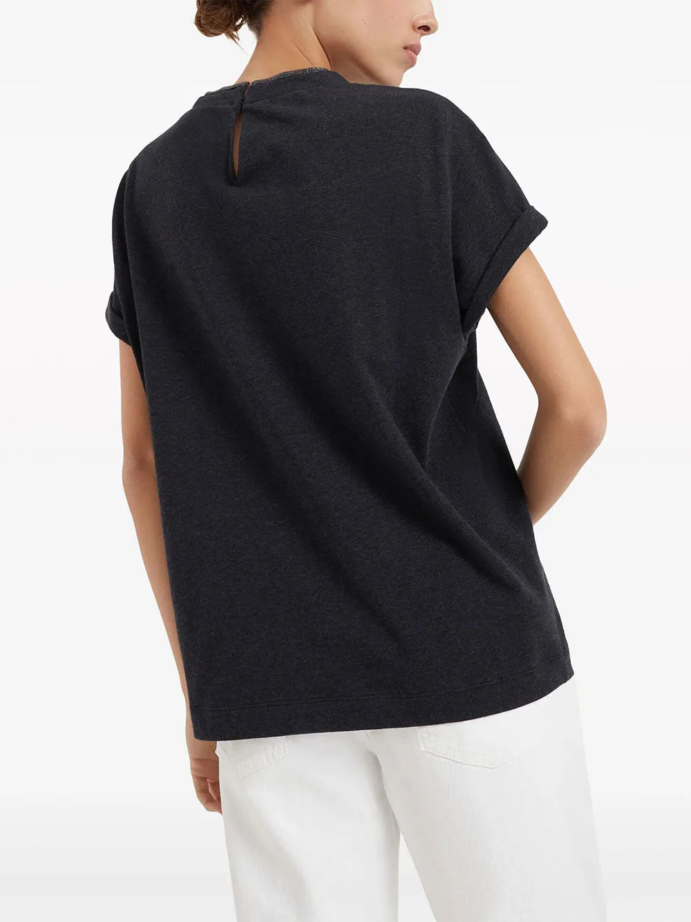 Stretch Cotton Jersey T-Shirt With Precious Faux Layering sold by Wanan Luxury product image thumbnail 4