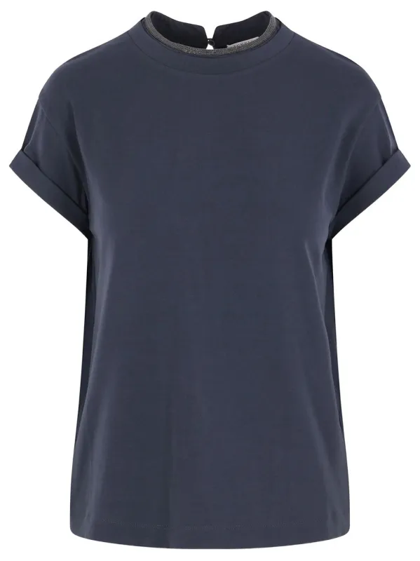 Stretch Cotton Jersey T-Shirt With Precious Faux Layering made by Brunello Cucinelli